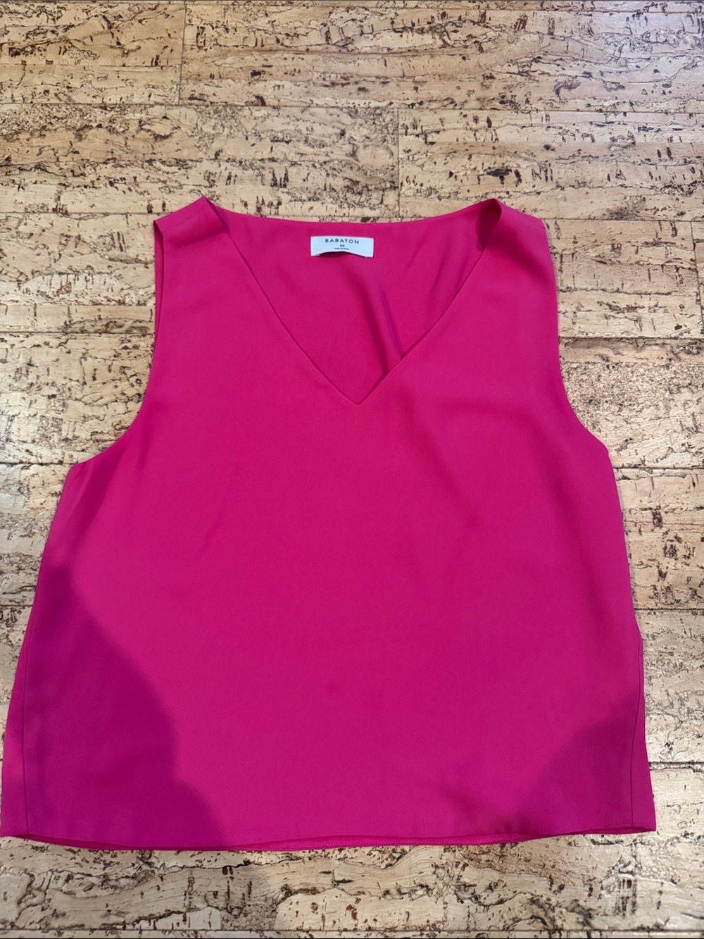 Aritzia Babaton Sleeveless V-Neck Top in Bright Pink